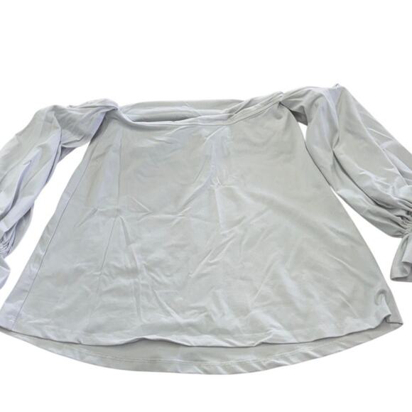 Susana Monaco Top Womens X Small White Blue Off Shoulder Peasant Blouse - Picture 5 of 9